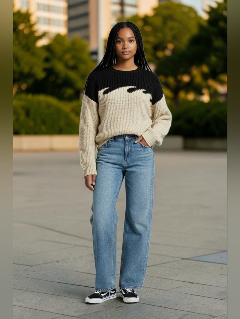 100% Organic Cotton Wave Sweater Chunky Knit, Shakerknit